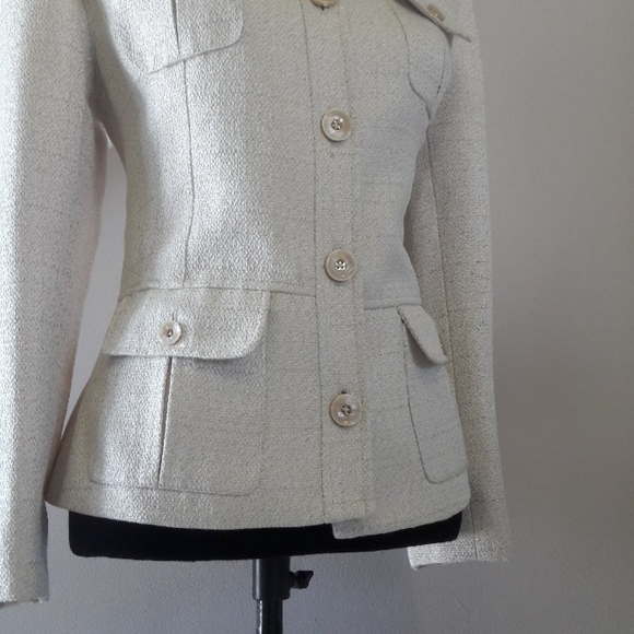 Jones New York/ Creme/Peplum Style/ Tweed Blazer - Picture 3 of 8